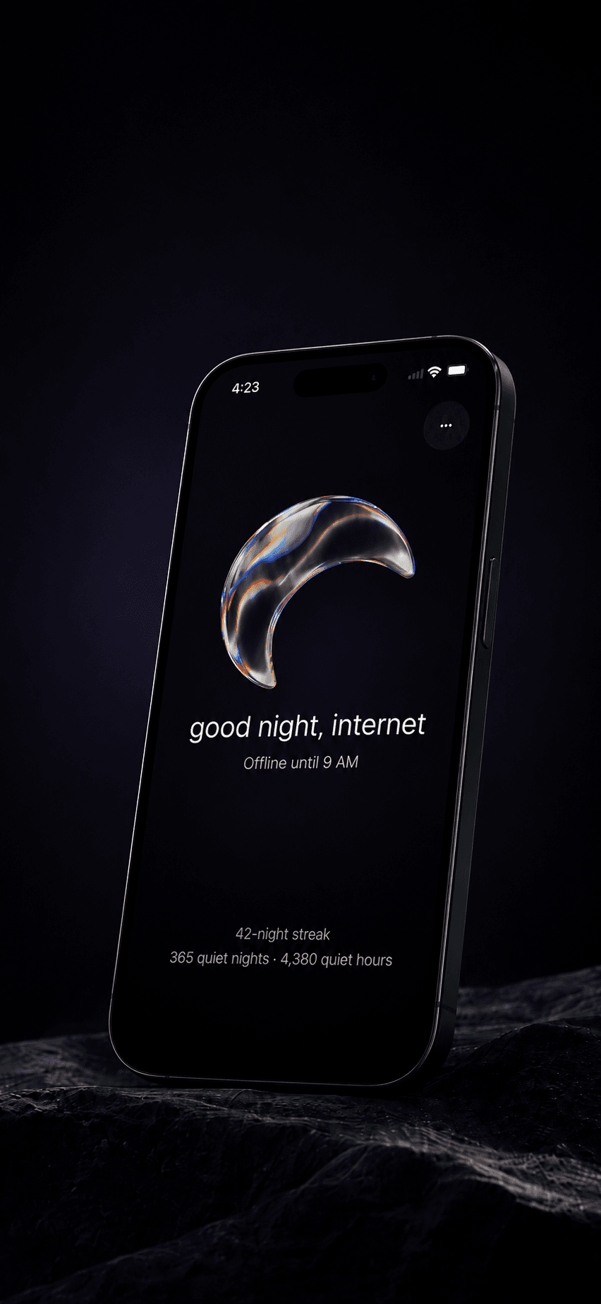 9to9 app showing the nightly blocking screen on an iPhone